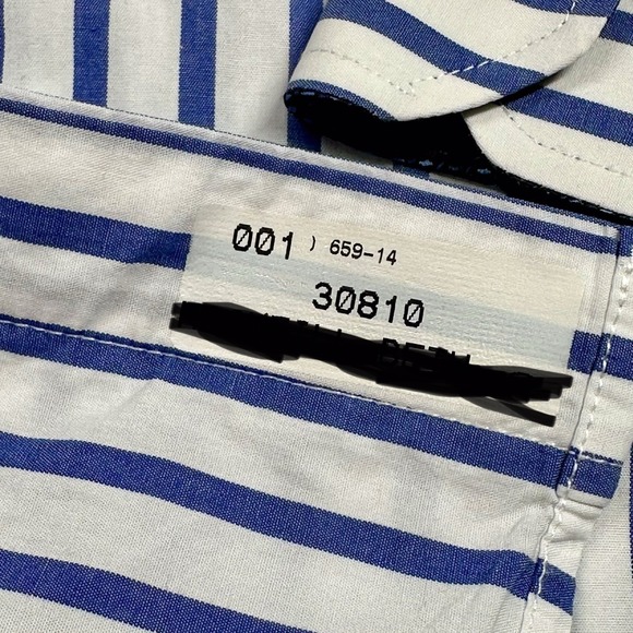Bristol & Bull Striped Dress Shirt XL 17-17.5 34/35 (XL) Blue White Cotton - Picture 7 of 9